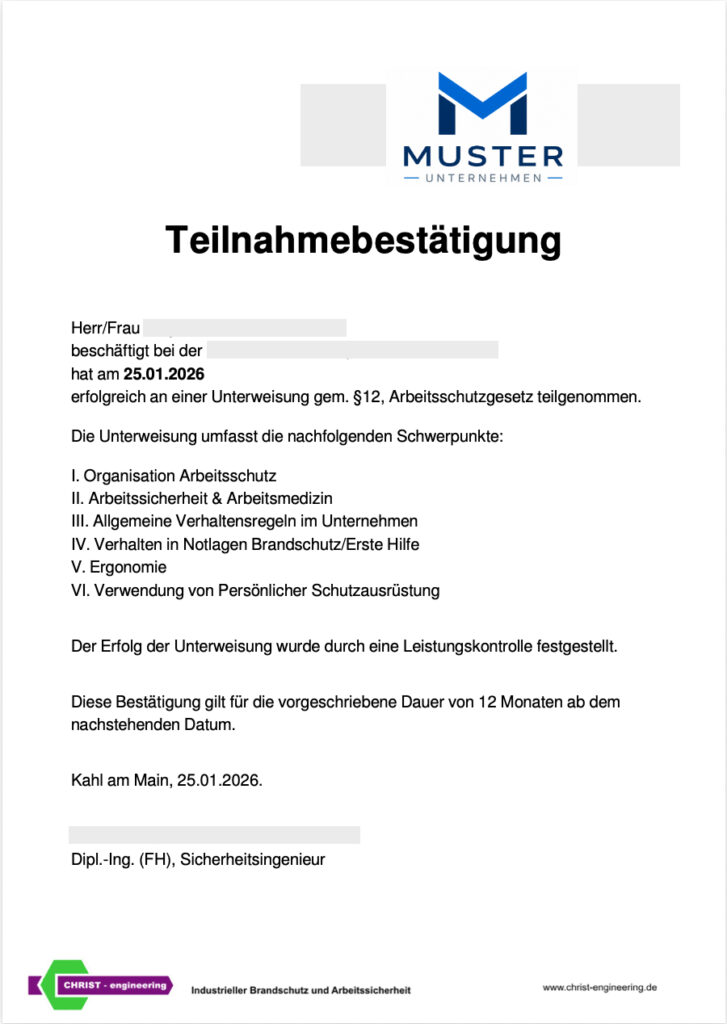 Muster Zertifikat